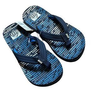 Reef Ahi Blue Horizon Waves Flip Flops 4/5 Big kid